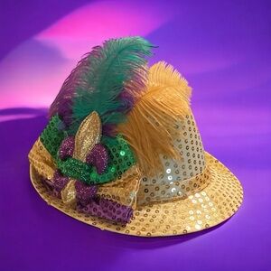 Mardi Gras Gold Sequined Fedora Hat